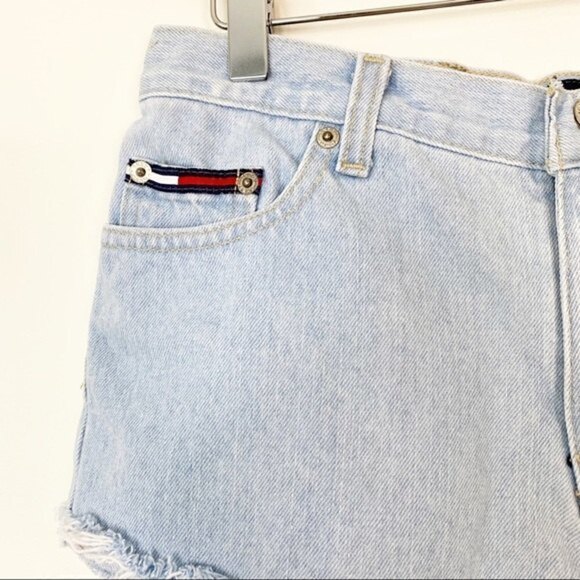 VINTAGE TOMMY HILFIGER Cutoff Light Wash Shorts 26 Hot Pants Shortie - Picture 3 of 10